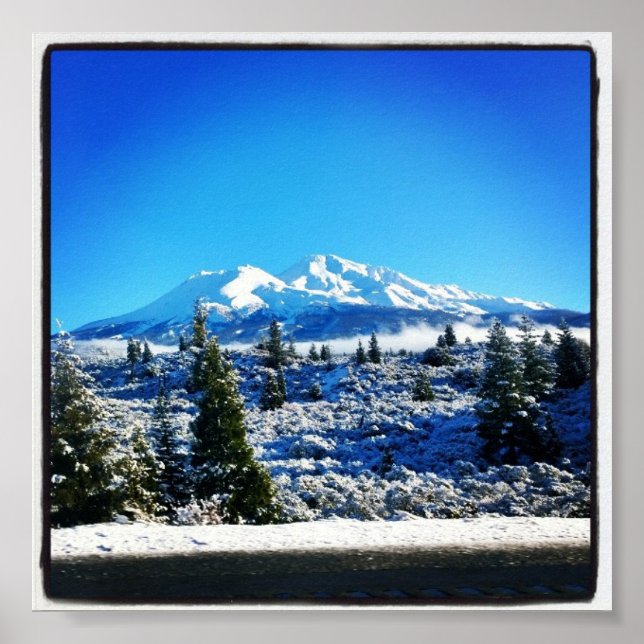 Winter Snow at Mount Shasta, CA Poster (Front)