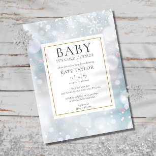 Winter Snow Baby Shower Baby Its Cold Outside Invitation