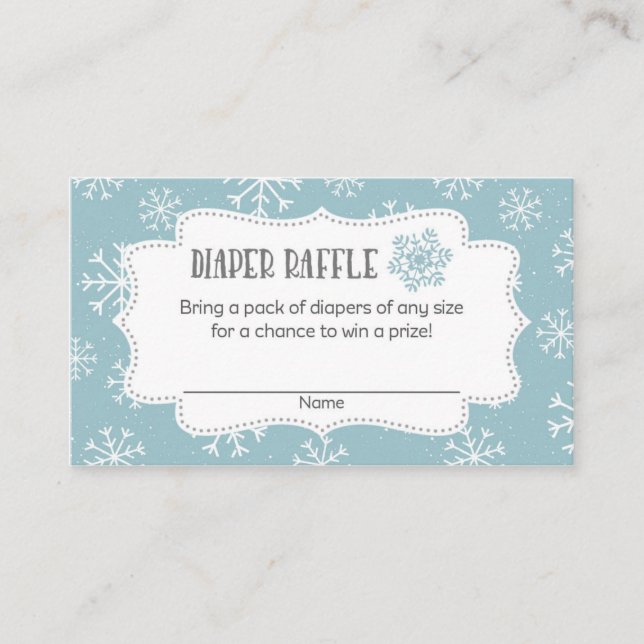 Winter Snow Baby Shower Diaper Raffle Tickets Enclosure Card (Front)