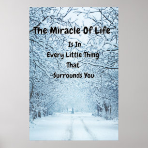 "Winter Snow Background" Inspirational Quotes Poster