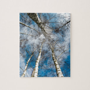 Winter Snow Birch Trees Nature Blue Skies Jigsaw Puzzle