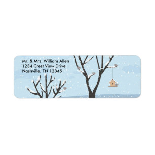Winter Snow Birds & Birds Nest  Address Labels