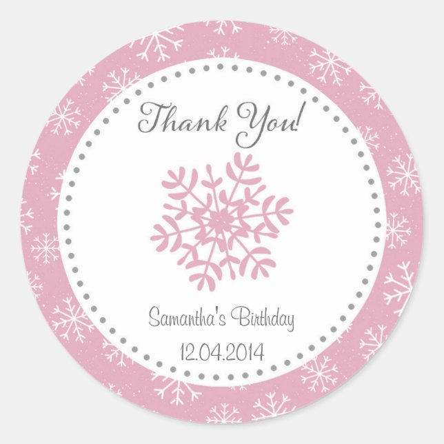 Winter Snow Birthday Sticker (Front)