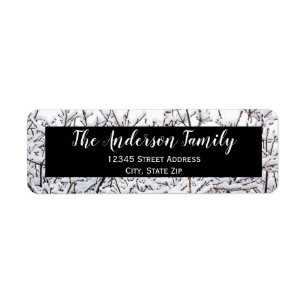 Winter Snow Black Background- Return Address Label