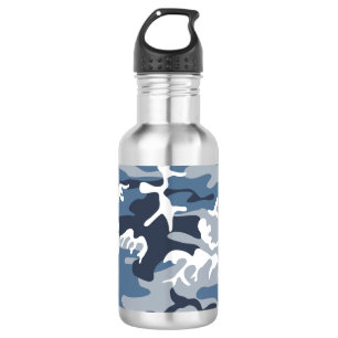 Winter Snow Blue Camouflage, Military, Army 532 Ml Water Bottle
