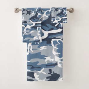 Winter Snow Blue Camouflage, Military, Army Bath Towel Set