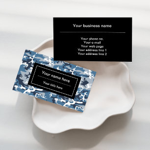 Winter Snow Blue Camouflage, Military, Army Business Card