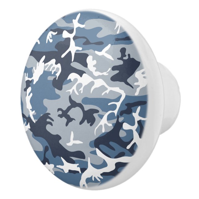Winter Snow Blue Camouflage, Military, Army Ceramic Knob (Right)