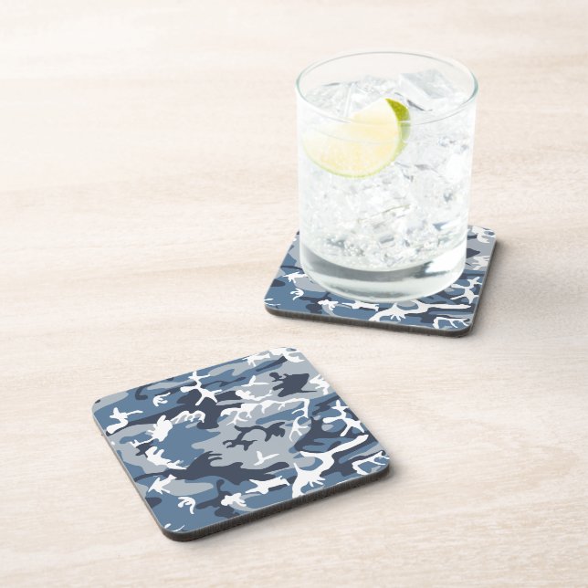 Winter Snow Blue Camouflage, Military, Army Coaster (Right Side)