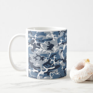 Winter Snow Blue Camouflage, Military, Army Coffee Mug