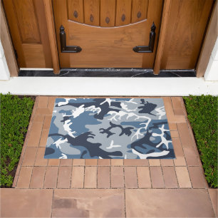 Winter Snow Blue Camouflage, Military, Army Doormat