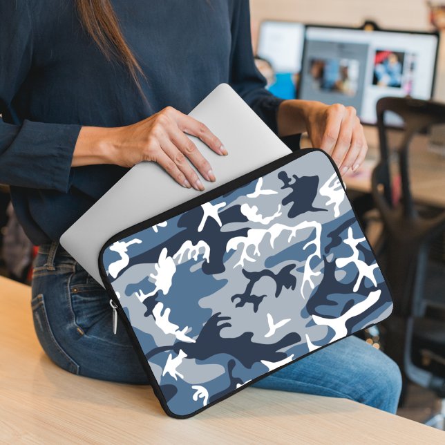 Winter Snow Blue Camouflage, Military, Army Laptop Sleeve (Creator Uploaded)