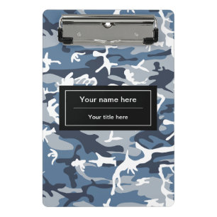 Winter Snow Blue Camouflage, Military, Army Mini Clipboard