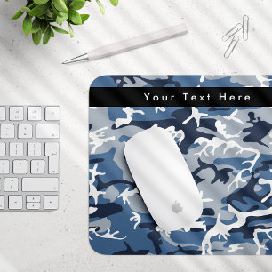 Winter Snow Blue Camouflage, Military, Army Mouse Mat