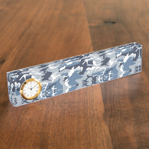 Winter Snow Blue Camouflage, Military, Army Nameplate