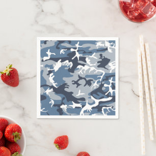 Winter Snow Blue Camouflage, Military, Army Napkin