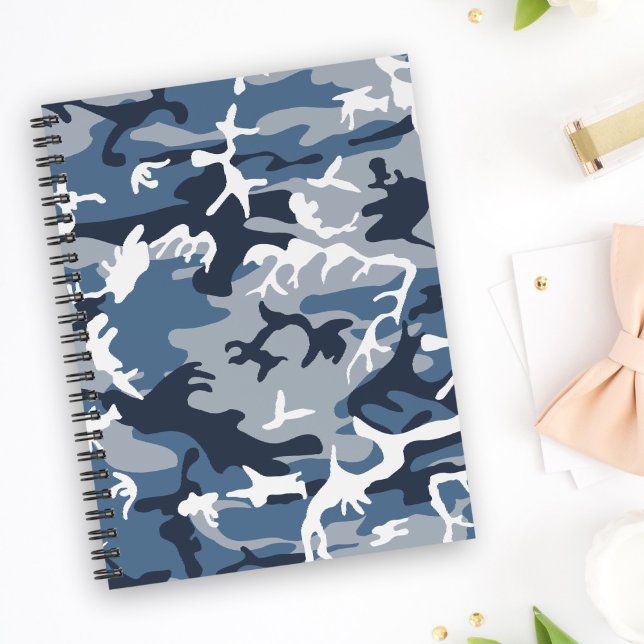 Winter Snow Blue Camouflage, Military, Army Notebook (Creator Uploaded)