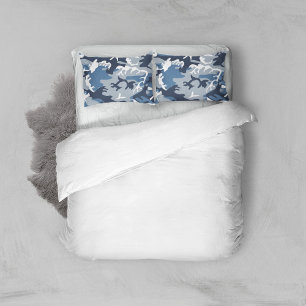 Winter Snow Blue Camouflage, Military, Army Pillowcase