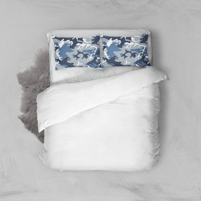 Winter Snow Blue Camouflage, Military, Army Pillowcase (Creator Uploaded)