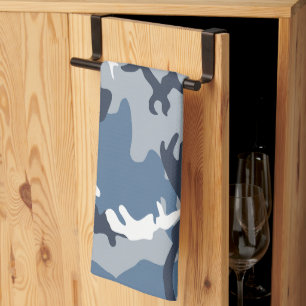 Winter Snow Blue Camouflage, Military, Army Tea Towel