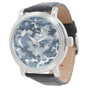 Winter Snow Blue Camouflage, Military, Army Watch