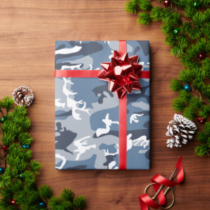 Winter Snow Blue Camouflage, Military, Army Wrapping Paper