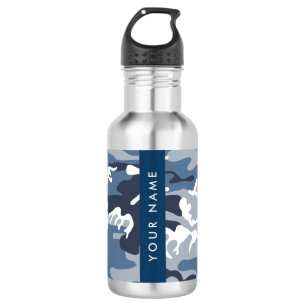 Winter Snow Blue Camouflage Your name Personalise 532 Ml Water Bottle