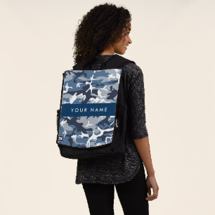 Winter Snow Blue Camouflage Your name Personalise Backpack