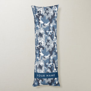Winter Snow Blue Camouflage Your name Personalise Body Cushion