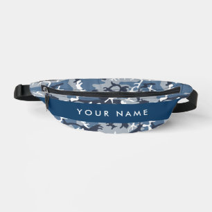 Winter Snow Blue Camouflage Your name Personalise Bum Bags
