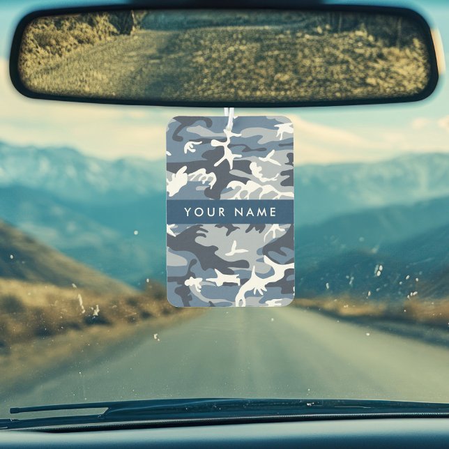 Winter Snow Blue Camouflage Your name Personalise Car Air Freshener (Creator Uploaded)