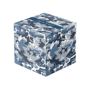 Winter Snow Blue Camouflage Your name Personalise Cube
