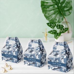 Winter Snow Blue Camouflage Your name Personalise Favour Box