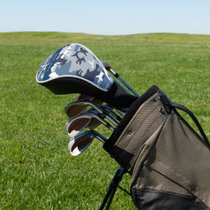 Winter Snow Blue Camouflage Your name Personalise Golf Head Cover