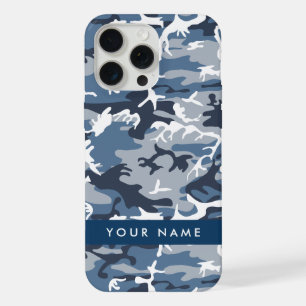 Winter Snow Blue Camouflage Your name Personalise iPhone 15 Pro Max Case