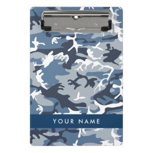 Winter Snow Blue Camouflage Your name Personalise Mini Clipboard