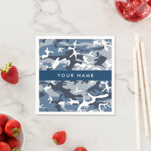 Winter Snow Blue Camouflage Your name Personalise Napkin