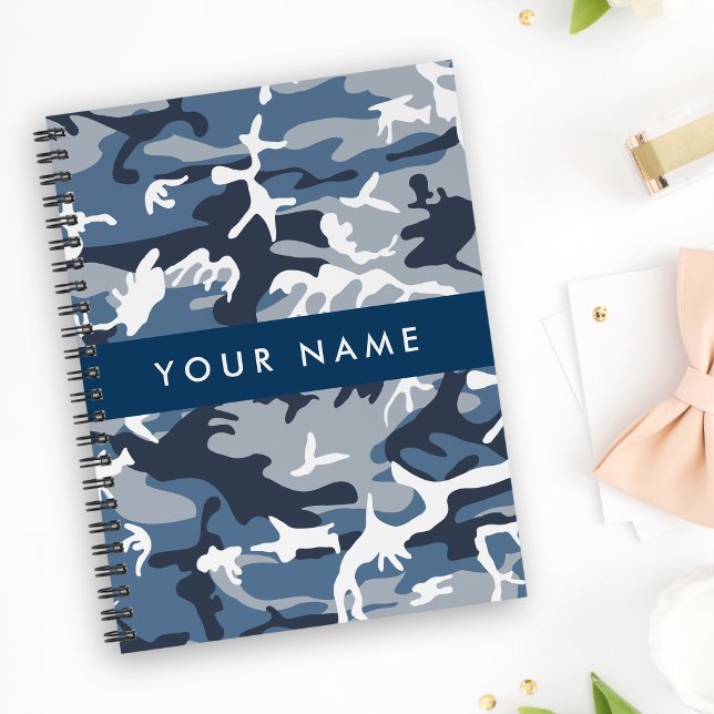Winter Snow Blue Camouflage Your name Personalise Notebook (Creator Uploaded)