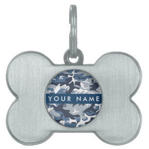 Winter Snow Blue Camouflage Your name Personalise Pet ID Tag