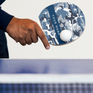 Winter Snow Blue Camouflage Your name Personalise Ping Pong Paddle