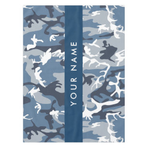 Winter Snow Blue Camouflage Your name Personalise Tablecloth