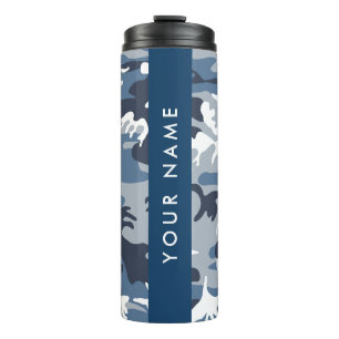 Winter Snow Blue Camouflage Your name Personalise Thermal Tumbler