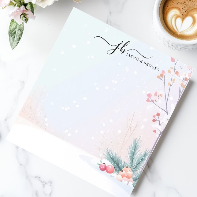 Winter Snow Botanical Ornaments Personalised Notepad (Creator Uploaded)
