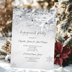 Winter Snow Branches Wedding Engagement  Invitation