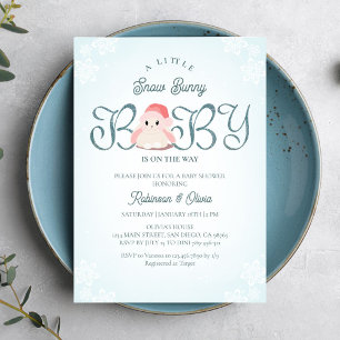 Winter Snow Bunny Baby Shower  Invitation