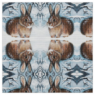 Winter Snow Bunny Fabric