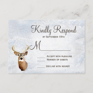 Winter Snow Camo Hunting Deer Wedding RSVP Cards