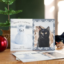 Winter Snow Cat Christmas Pet Photo Holiday Card