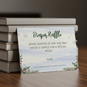 Winter Snow Christmas Baby Shower Diaper Raffle Enclosure Card