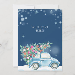 Winter snow Christmas car Holiday Card